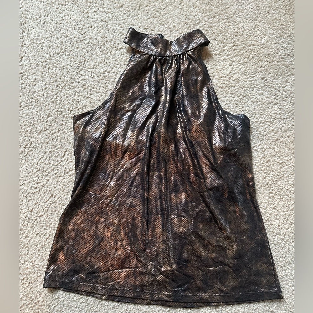Elegant Brown Metallic Halter Top